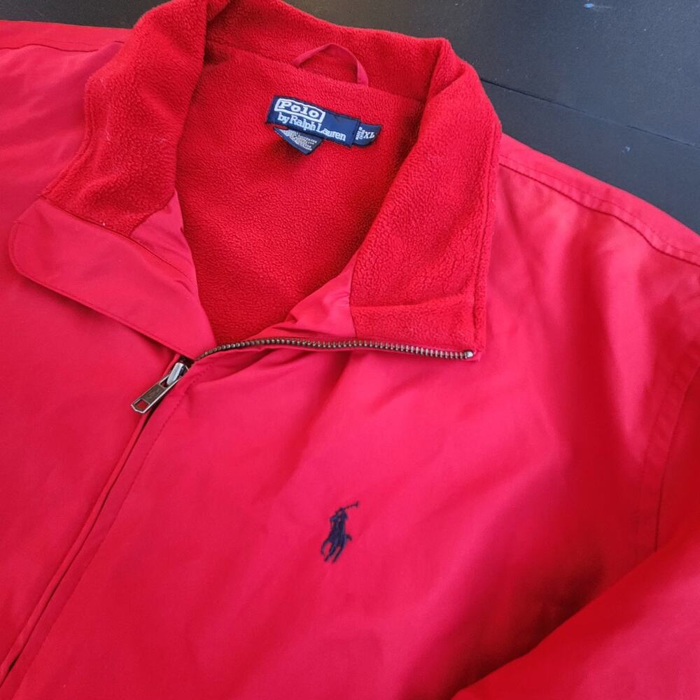 VTG POLO RALPH LAUREN MENS RED HARRINGTON JACKET PONY LOGO SZ XL PREPPY GOLF